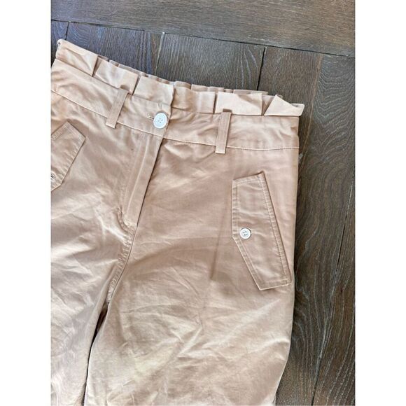 NWOT Notes Du Nord High Waist Ruffled Casual Cargo Pants in Tan Size 36 - Picture 2 of 9